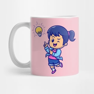 Cute Girl Get Idea Cartoon Mug